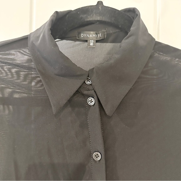 Dynamite Mesh Knit Blouse in Jet Black, Size Small - Picture 3 of 4